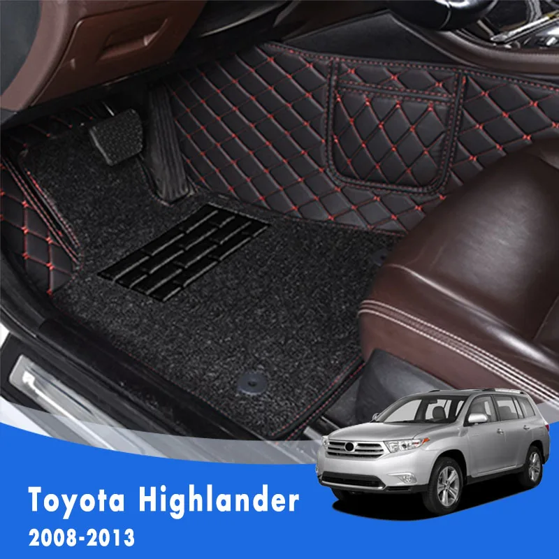 For Toyota Highlander XU50 Kluger 2013 2012 2011 2010 2009 2008 5 Seats Luxury Double Layer Wire Loop Car Floor Mats Carpets