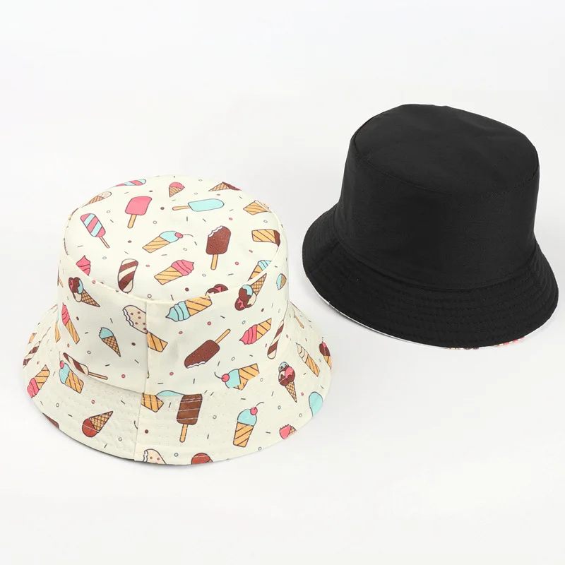 LDSLYJR Cotton Ice Cream Cake Print Bucket Hat Fisherman Hat Outdoor Travel Hat Sun Cap Hats for Men and Women 296