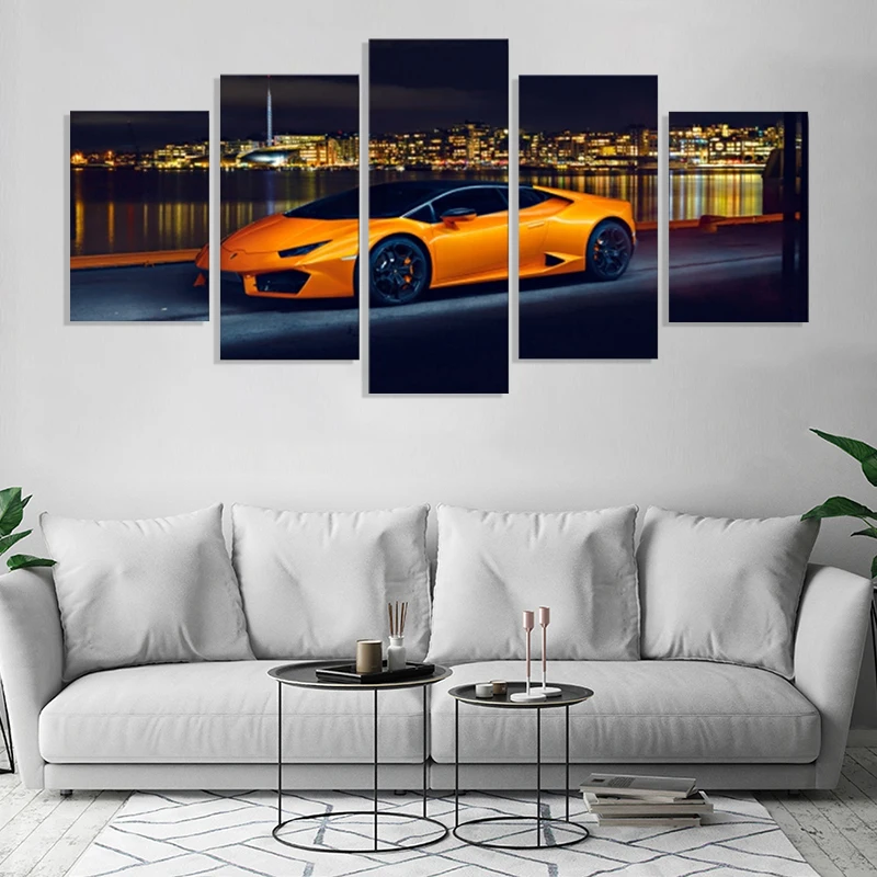 5 Pieces Posters Luxury Sports Car Lamborghiny Wall Art Pictures Home Decor Modular Canvas HD Paintings Living Room Decoration