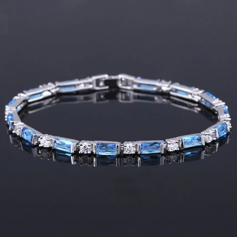 ThreeGraces Factory Price Silver Color Cubic Zirconia Stones MultiColored Fashion Party Bracelets For Women Jewelry Gift BR051