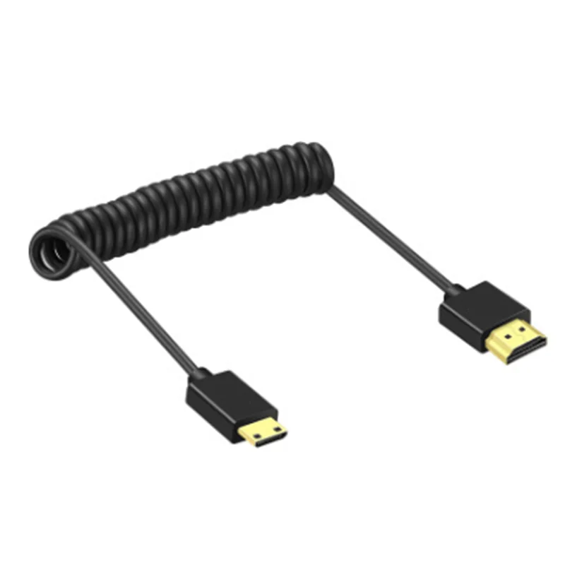 Super Soft Micro Mini HD cable male to male HDTV 2.0V Thin 4k hd Light-weight Portable SLR camera Telescopic spring cable