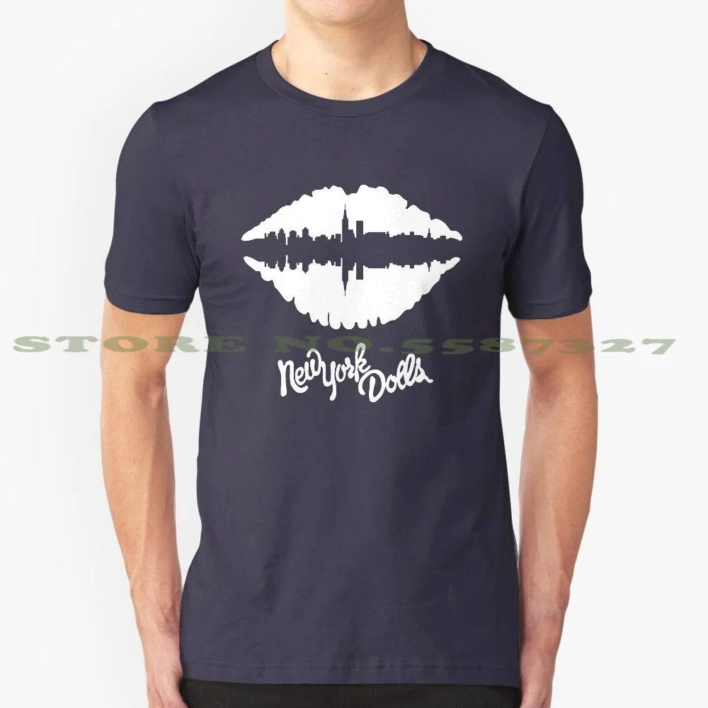 New York Dolls Lips ( White ) 100% Cotton T-Shirt Newyorkdolls Malcolm Lips Glam 70S Seventies Music Trash Johnnythunders