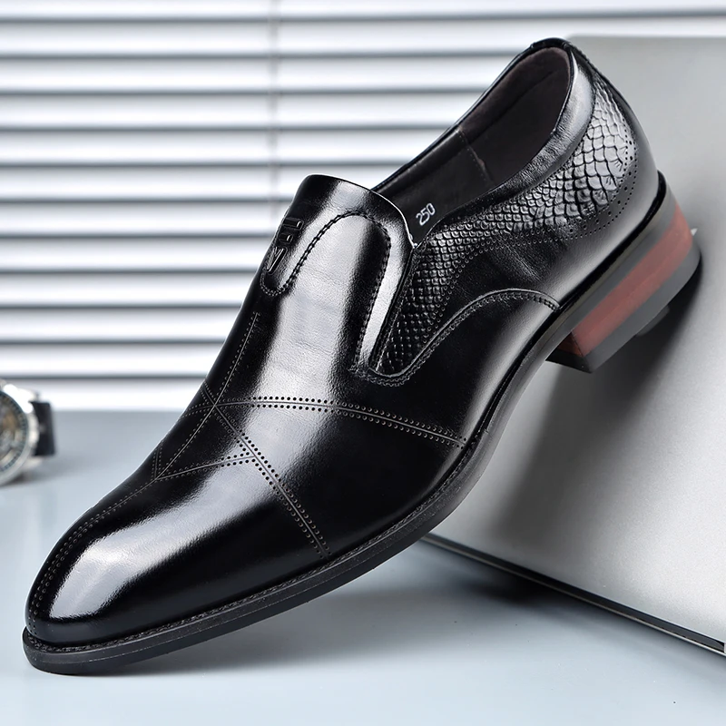 

2021 Spring Autumn Genuine Leather Men shoes Men's Fashion Casual Business Shoes Pointed Toe Slip-on Soft Cow Leather Men's Shoe