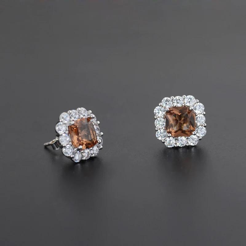 FFGems New Design Created Zultanite Stud Earrings Silver Square Stone Color Change Fine Jewelry For Women Girl Party Gift