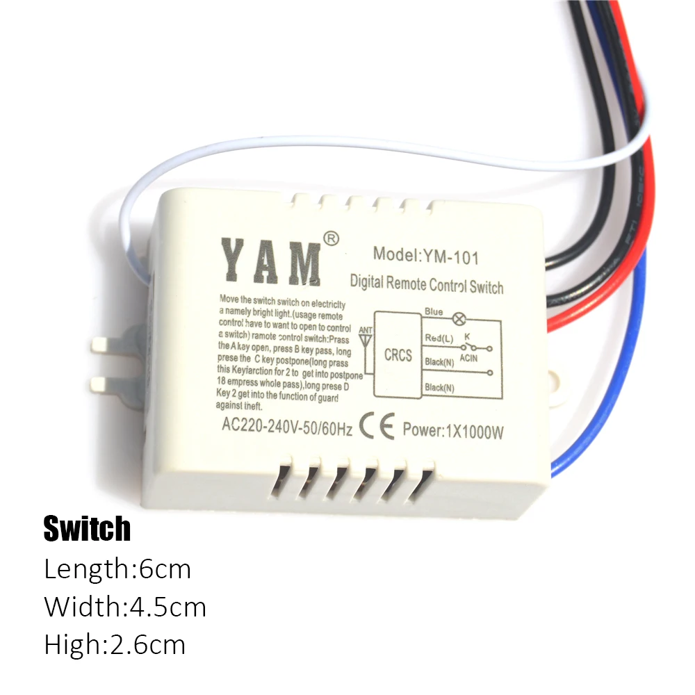 220V Wireless ON/OFF Lamp Light Digital Remote Control Switch Receiver Transmitter 1 Channel 2 Channel 3 Channel 4 Channel