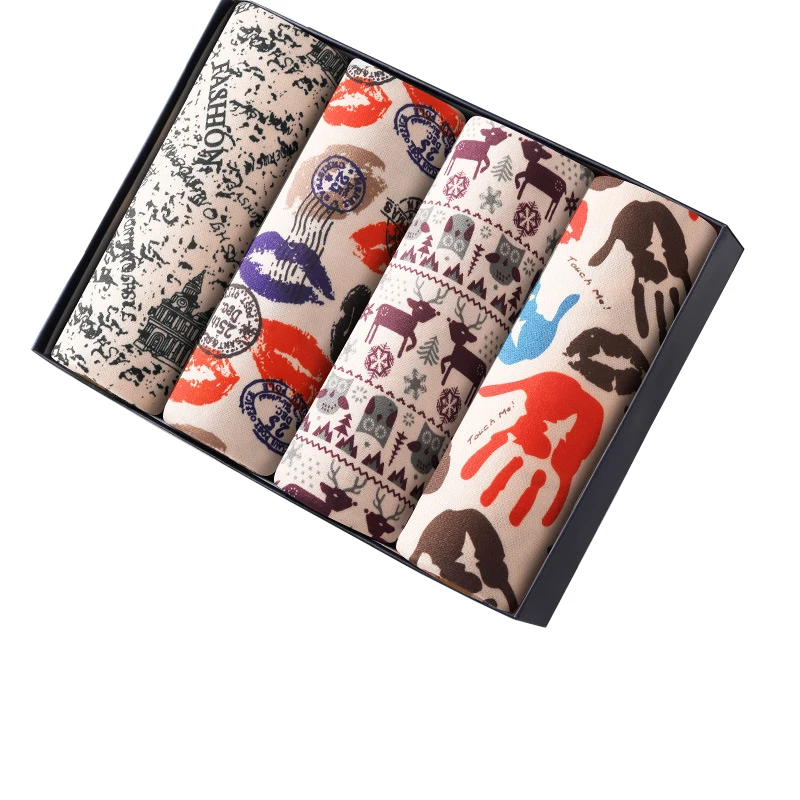 

4pcs/lot Men's Underwear Boxers Fashion printed Men Underpants Breathable Man Boxer panties Boxershorts calzoncillo hombre