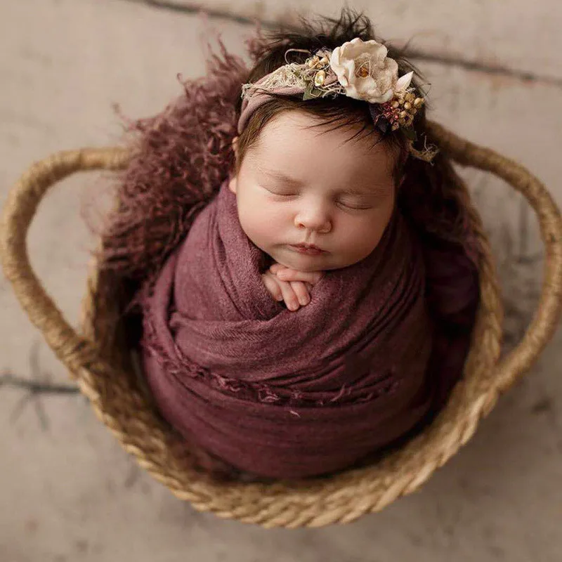 Yenidoğan sepet fotoğraf sahne, fotoğraf sahne için handwoven bebek yatağı