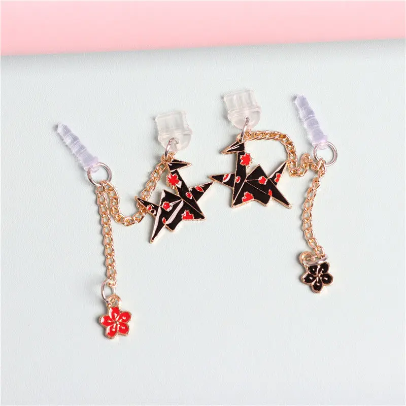 Cartoon Anti Dust Plug Charm Kawaii Anime Charge Port Plug Thousand Paper Cranes Mobile Phone Dust Plugs Cap Cute For iPhone