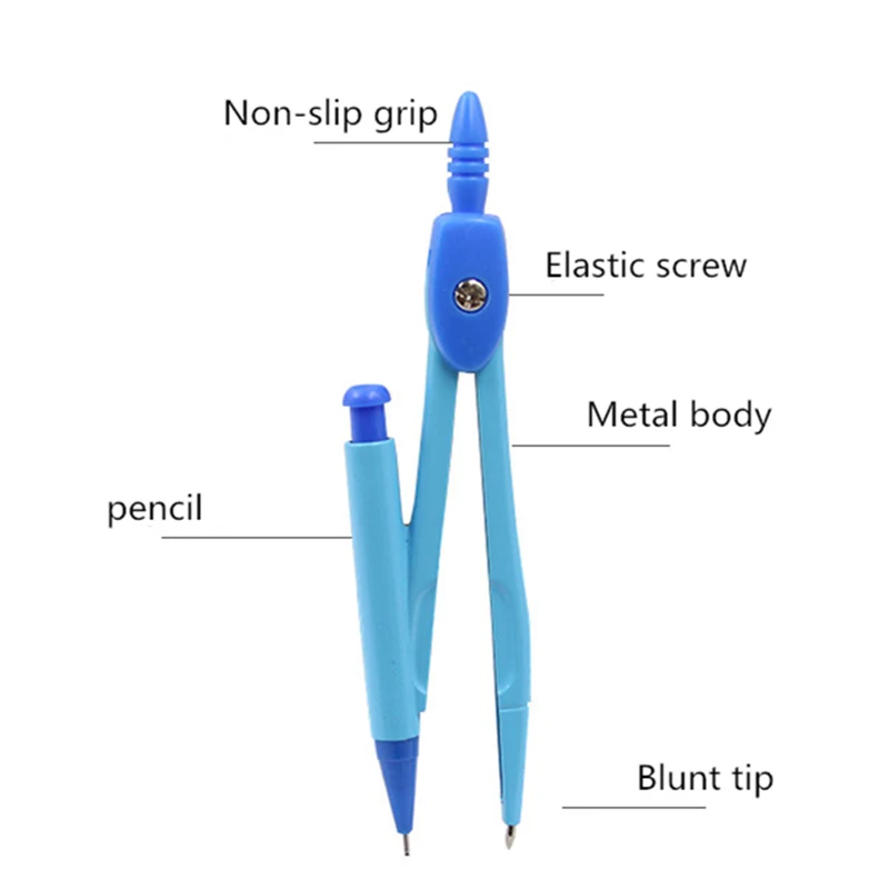 Simple metal compasses for students With spare pencil lead Math geometry circle drawing tool