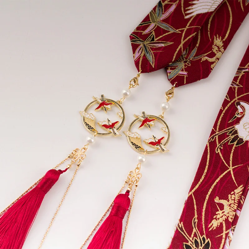 Original โบราณ Hanfu Crane ผม Band เครื่องแต่งกายโบราณ Bandeau Vintage Headband ผูกริบบิ้นผมเด็กอุปกรณ์เสริมผม