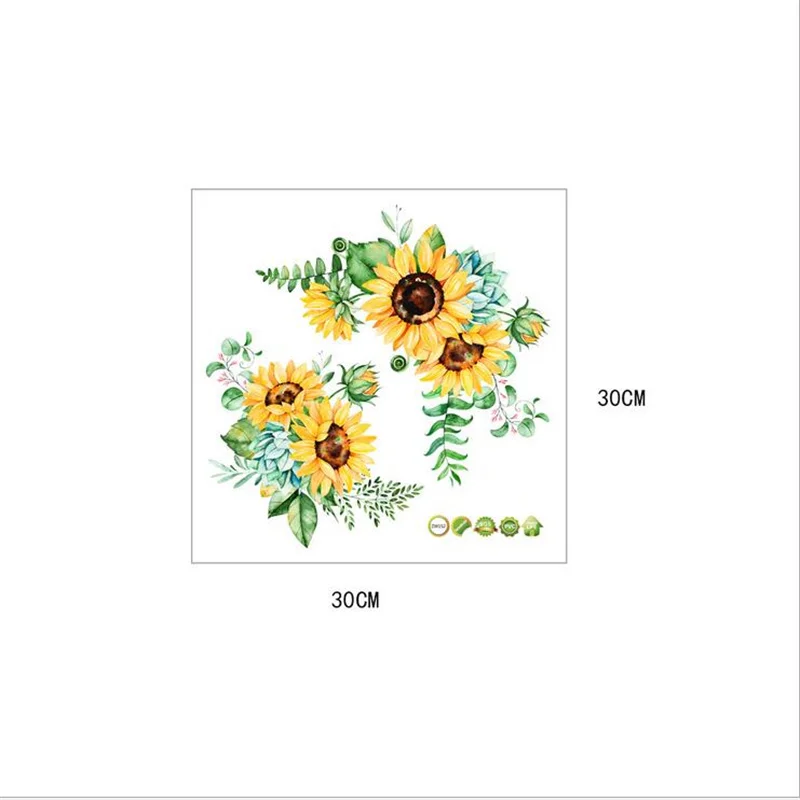 Removable Sunflower Flower Rattan Wall Sticker For Refrigerator Cabinet Glass Toilet DIY Wall Decals Art Mural Home Decor