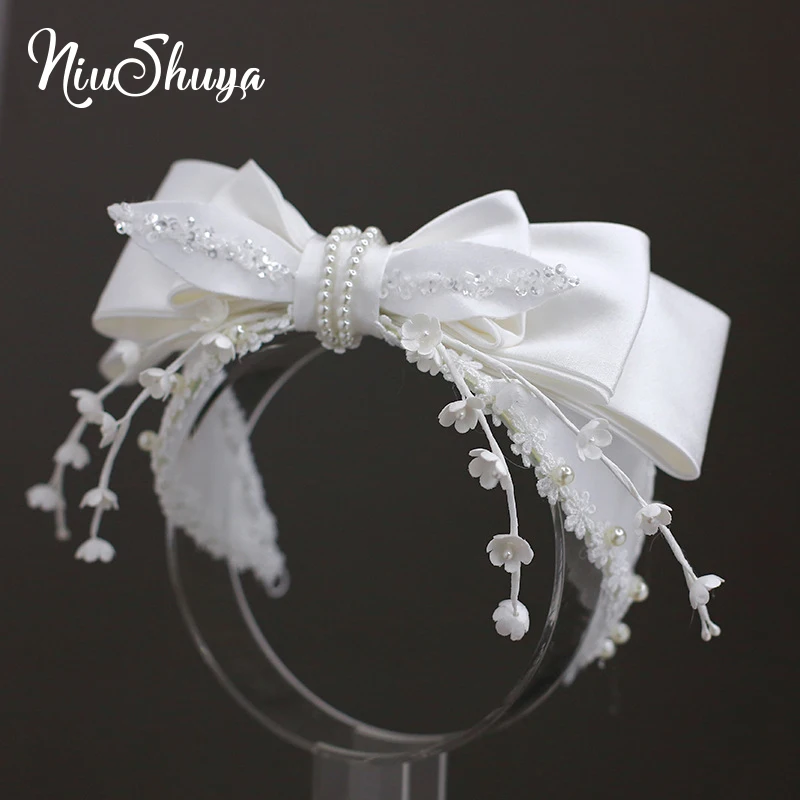 

NiuShuya Sweet Mini Flower Hairband Wedding Hair Jewelry Bridal Bowknot Hairwear Handmade Flower Hair Accessories