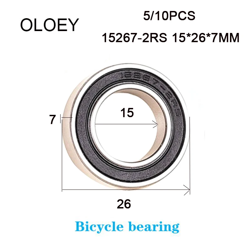 

15267-2RS 15X26X7mm 5/10pcs Ball Bearing Chrome Steel Rubber Sealed, Bicycle Bearings Smoothly For American Classic Rear Hub