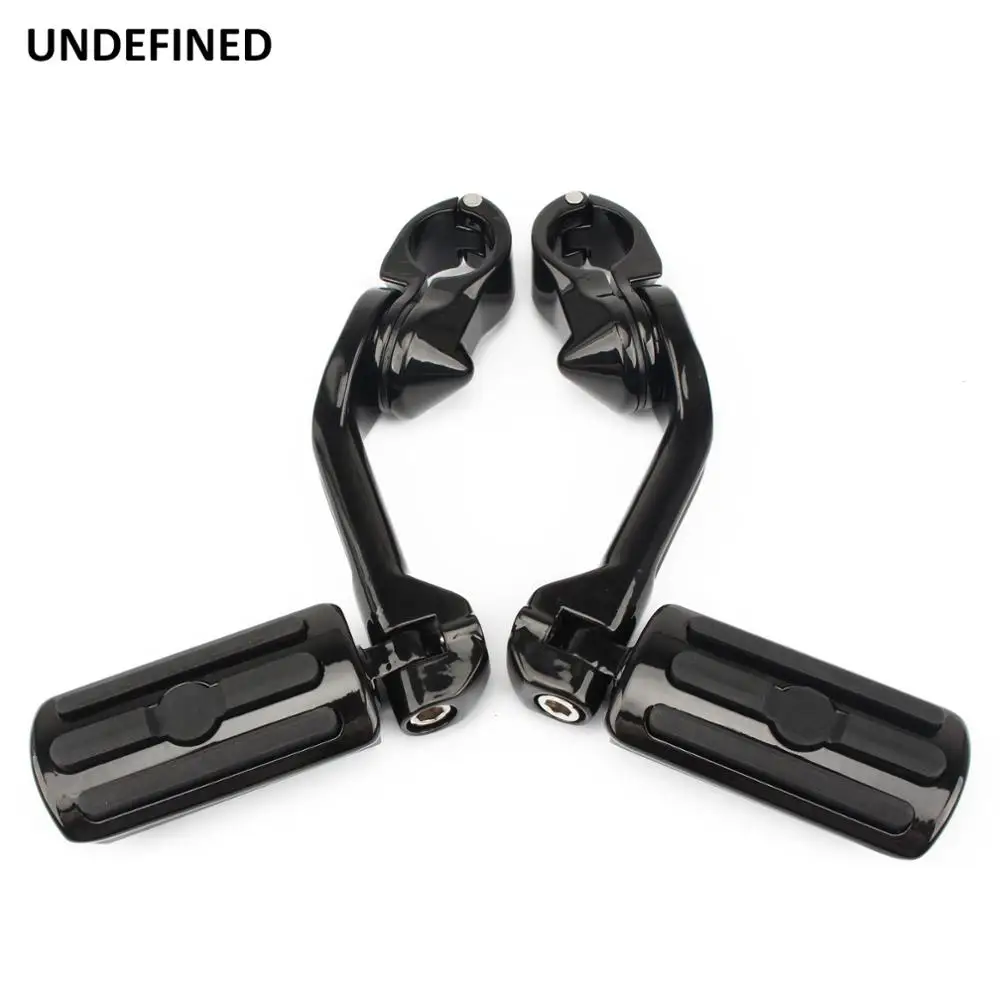 Motorcycle Highway Foot Pegs Black 32mm Long Angled Footrest Mount Adjustable Engine Guard For Harley Sportster Dyna Softail