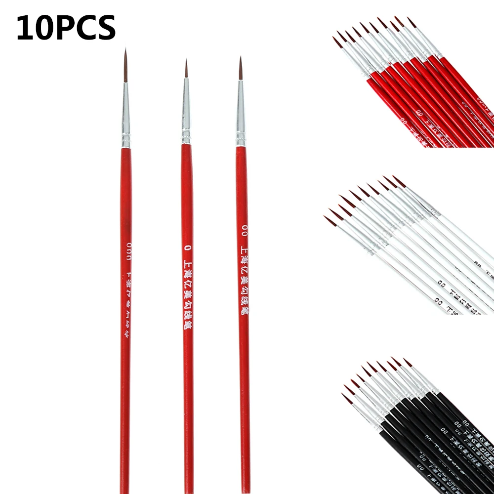 10PCS Nylon Nail Brush Eye Liner Pen  Eyeshadow Eye Brow Brush Fine Hand Painted Thin Hook Line Pen DIY Makeup Accessories