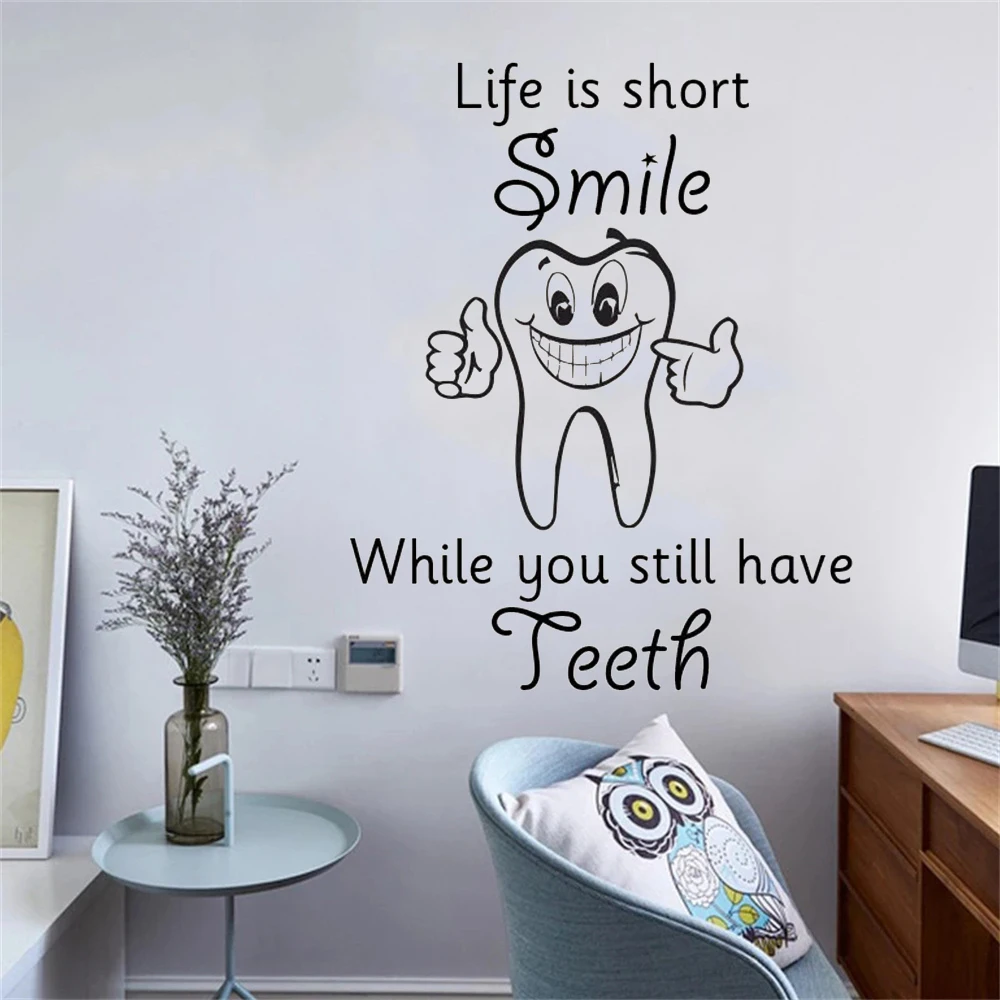 Wall Sticker Dental Clinic Quote Wall Decal Home Bathroom Decor Dentist Smile Wall Art Murals Dental Clinic Wondow Decal