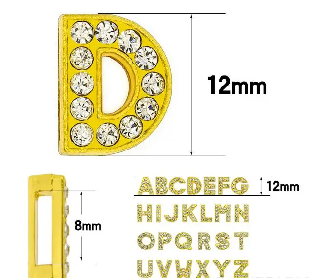 Wholesale 260PC/lot Hole 8mm Slide Letter A-Z English Alphabet Alloy DIY Slide Charm Fit For 8MM Keychains Wristband Bracelet