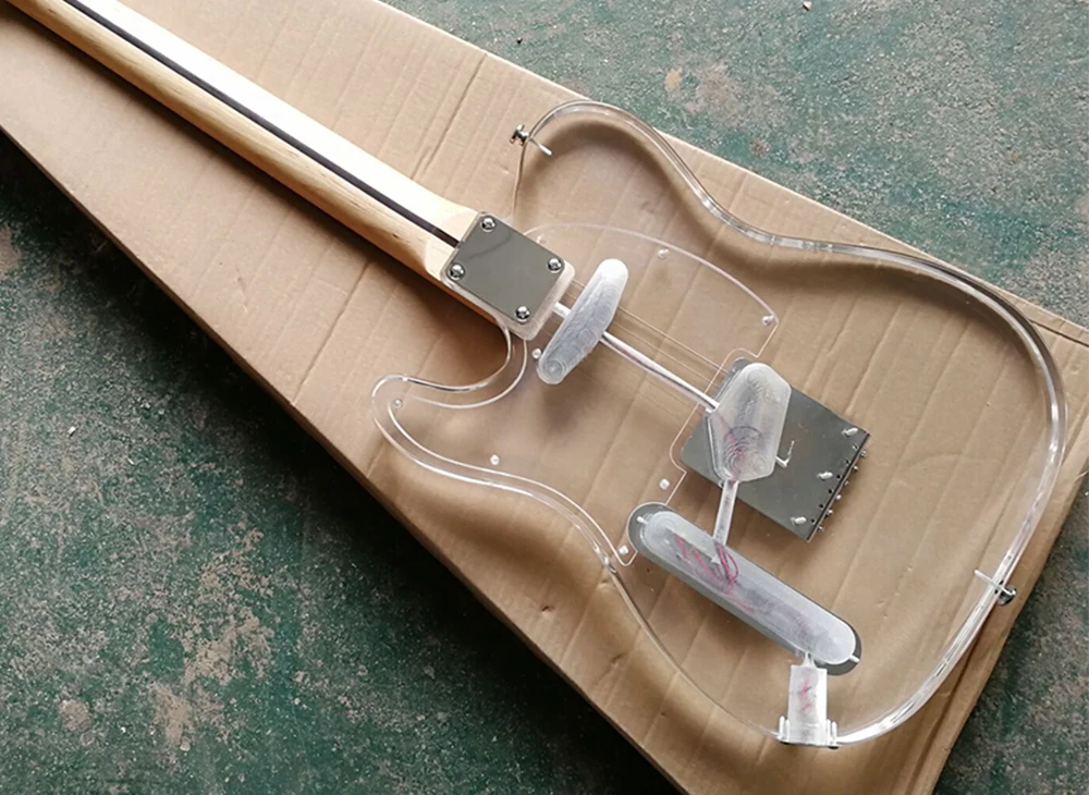 TRansparent Acrylic Electric Guitar with Maple Fretboard,Providing Customized Service