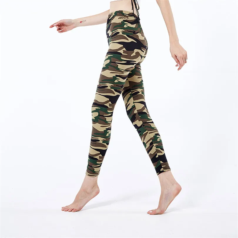 YRRETY 2022 Camouflage Womens For Leggins Graffiti Style Slim Stretch Trouser Army Green Push Up Leggings Deportes Sport Pants