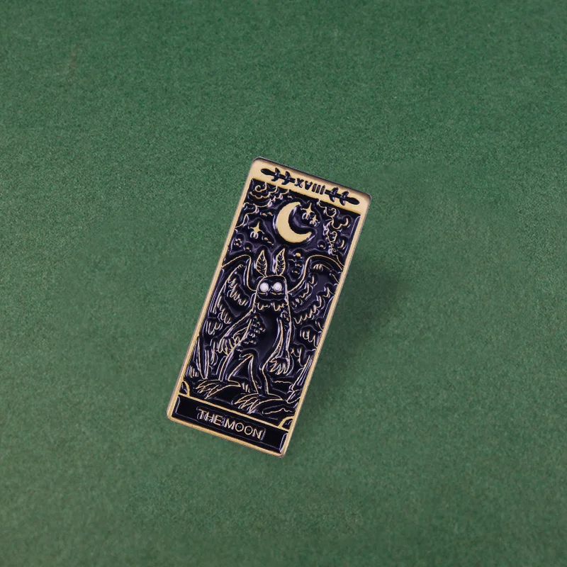 Cryptids Tarot cards Mothman Crescent Moon Mythical paranormal Creature Moth Enamel Pin Legendary Weird Point Pleasant brooch