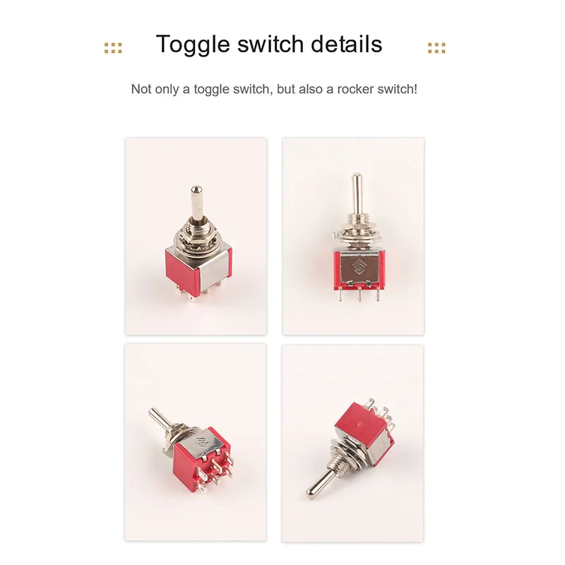 5PCS 6mm 3/6/9/12 Pin Miniature Toggle Switch MTS-102/103/202/203/302/304/402/403 ON-OFF-ON 5A125V 2A250V Electrical Equipment