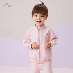 DBM19606 dave bella autumn baby girls cute cartoon pockets clothing sets kids girl fashion full sleeve sets children 2 pcs suit