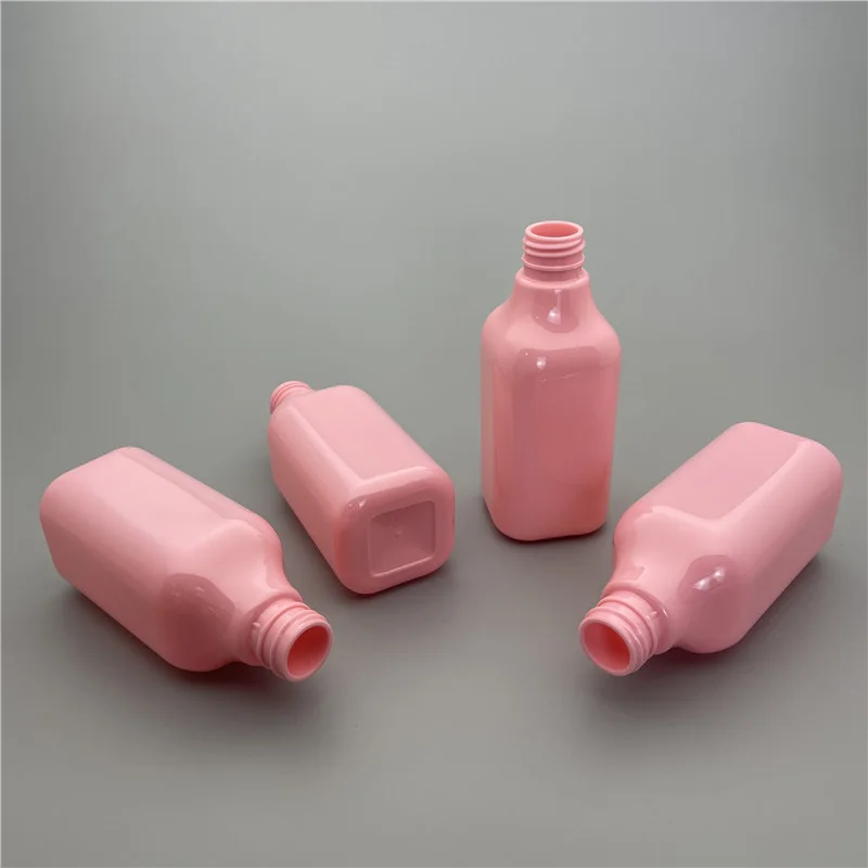 200ML X 24 Pink Essential Oil Pump Plastic Bottle DIY Cosmetic Massage Oil Pump Square Container Empty Cleansing Oil Pump Bottle