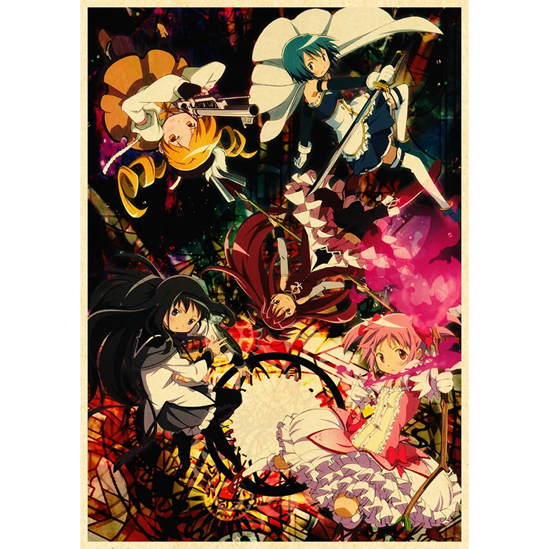 Puella Magi Madoka Magica Poster Decor For Home Posters Anime Room Wall Pictur Kraft Paper Retro And Prints Art Bar Cafe