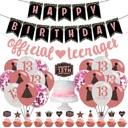 13th Birthday Decorations, Official Teenager Party Supplies for Boys and Girls Including Banners, Cake Topper and Balloons