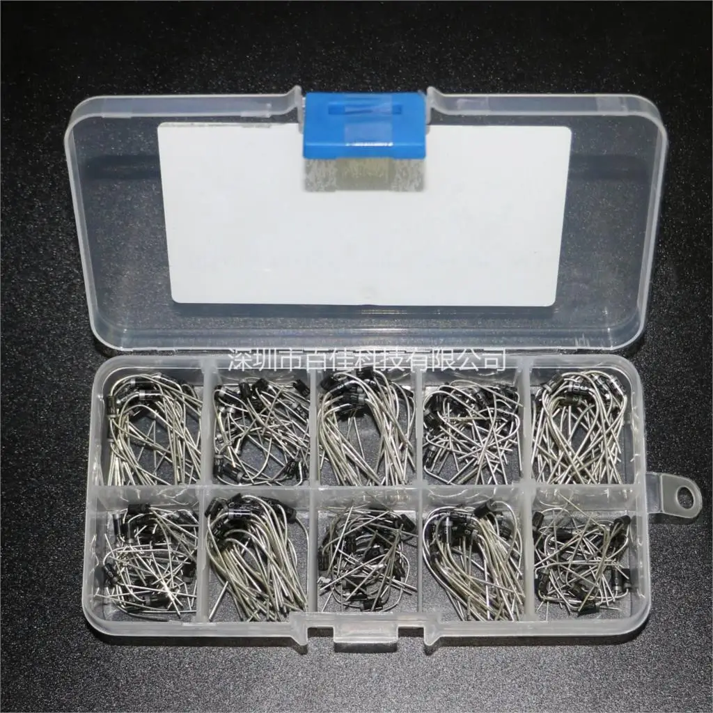 200pcs 10 specifications × 20pcs 1N4001  1N4002  1N4003  1N4004  1N4005 1N4006  1N4007 1N5817  1N5818  1N5819 diode box set