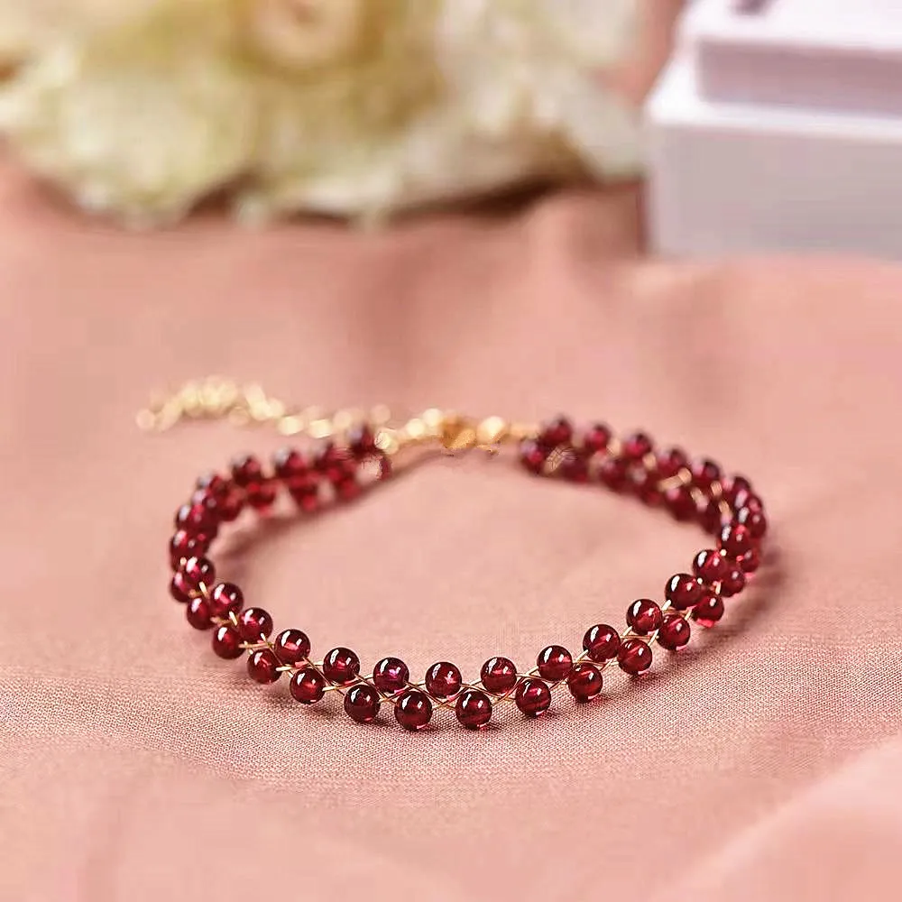 Natural Red Garnet Bead Bracelet For Women Natural Stone Handmade Charm Bracelets Yoga Meditation Jewelry Friendship Gifts