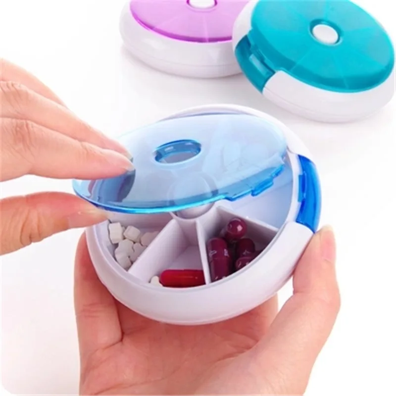 Mini Pill Box Weekly Medicine Pill Box Rotating Pill Box Case Splitter Pill Organizer Portable Travel 7 Day Pill Container Case