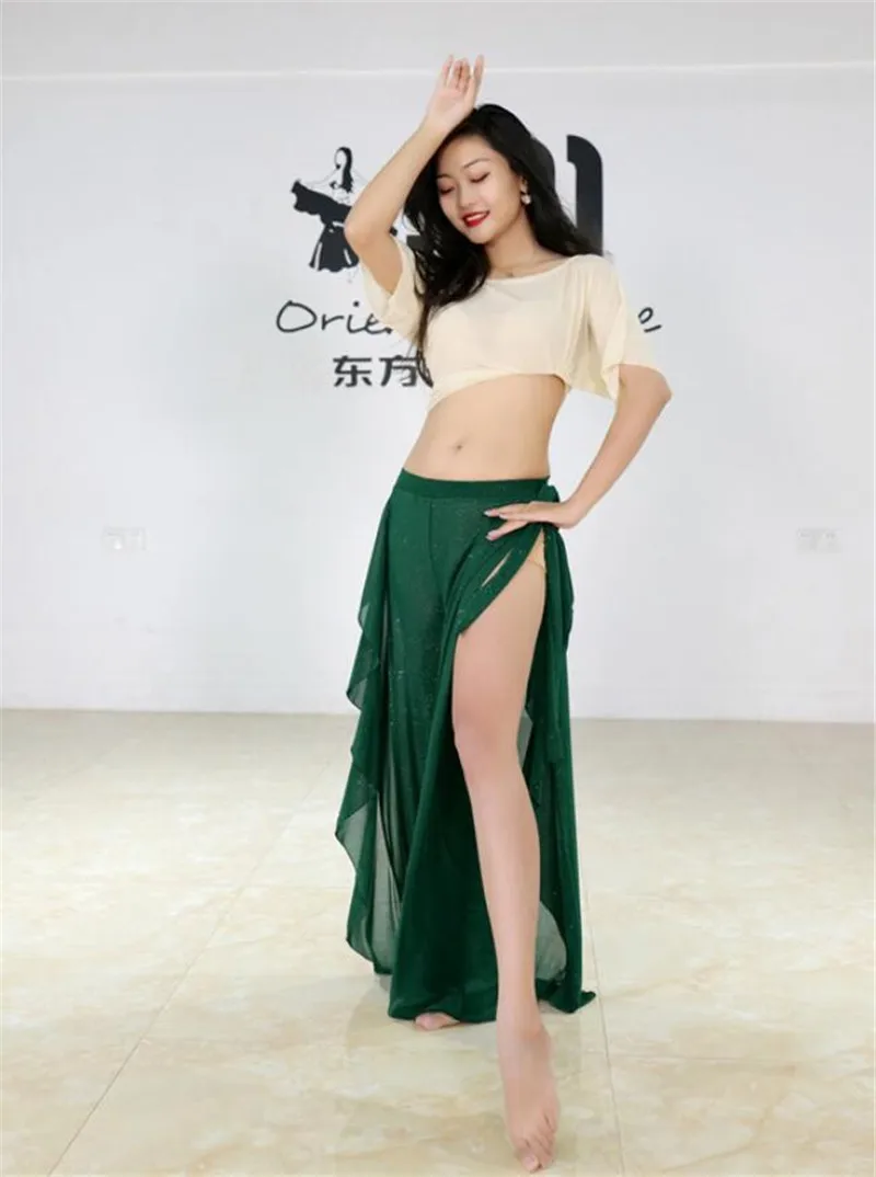 Adult Belly Dance Costume Suit Female Sexy Short Top Performance Clothes Set Profession Practice Skirt Pant Clothing  Summer