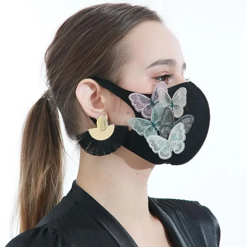 Qiu dong season creative new butterfly printing ice silk cotton masks masks adult black dust life