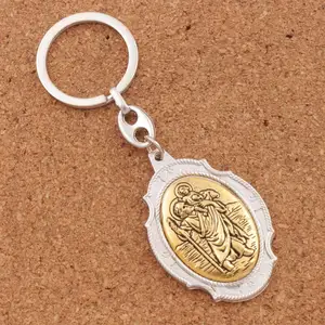 Saint Christopher Medal Keychain, Auto Car Protection Key Ring, santo padroeiro dos viajantes e motoristas, 2 polegadas grandes, K1741, 1pc 8 principais vendas chaveiro de são cristovão - №1