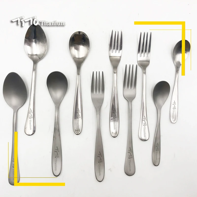 TiTo Titanium Sandblasting  spork Ultra-light and durable portable tableware spoon for Camping Cooking Family Picnic