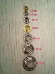 5.5mm 6mm 8mm 10mm 12mm Nickel Gold Plated Eyelets Wholesale Price Grommets Buttonholes Rings Buttons