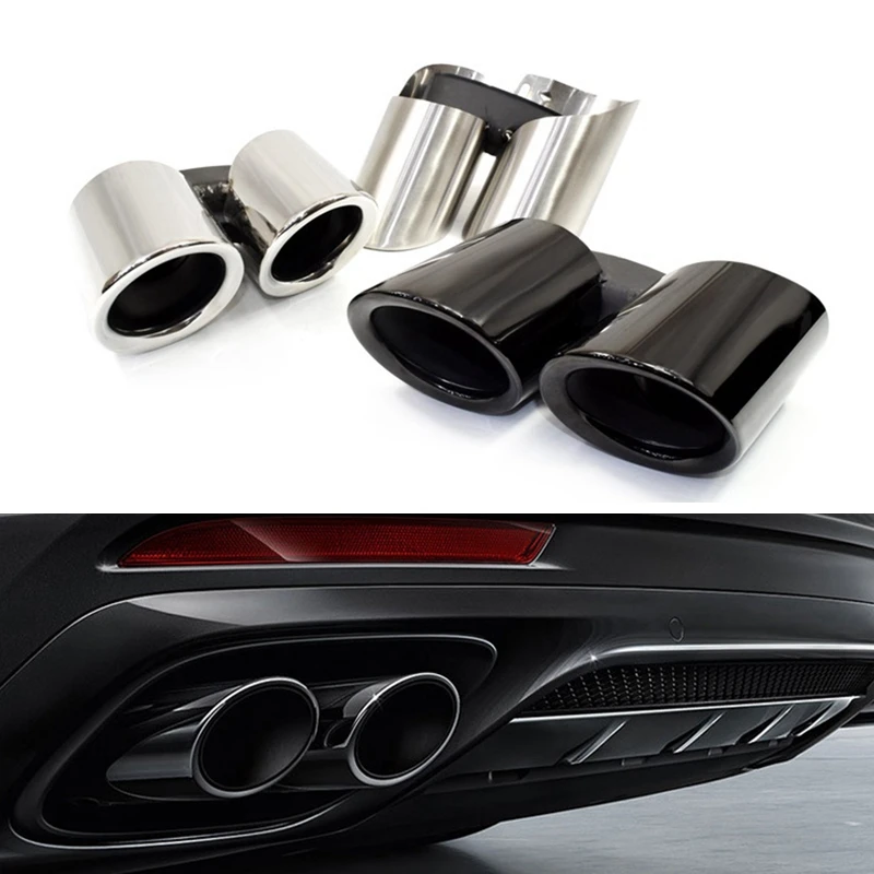 Car double outlet Exhaust Tailpipe Muffler Tube For Porsche Panamera S 2013 2014 2015 2016 Nozzle Pipe Stainless Steel Tuning