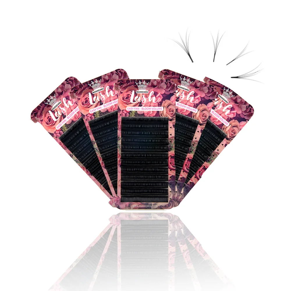 MASSCAKU Super Long Blooming Easy Fanning Eyelash Extensions Blooming 0.05/0.07/0.10 8-18mm Faux Mink Fan Lashes