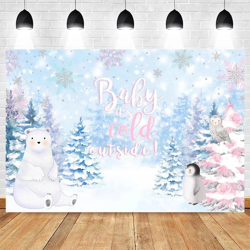 Onederland – arrière-plan d'hiver pour nouveau-né, premier anniversaire, bébé, flocon de neige, fleurs, décor de fête, rose argent, Photo