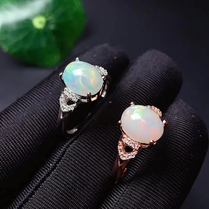 CoLife Jewelry Australia Opal Ring for Daily Wear 8mm*10mm Natural White Opal Ring Classic 925 Silver Gemstone Ring