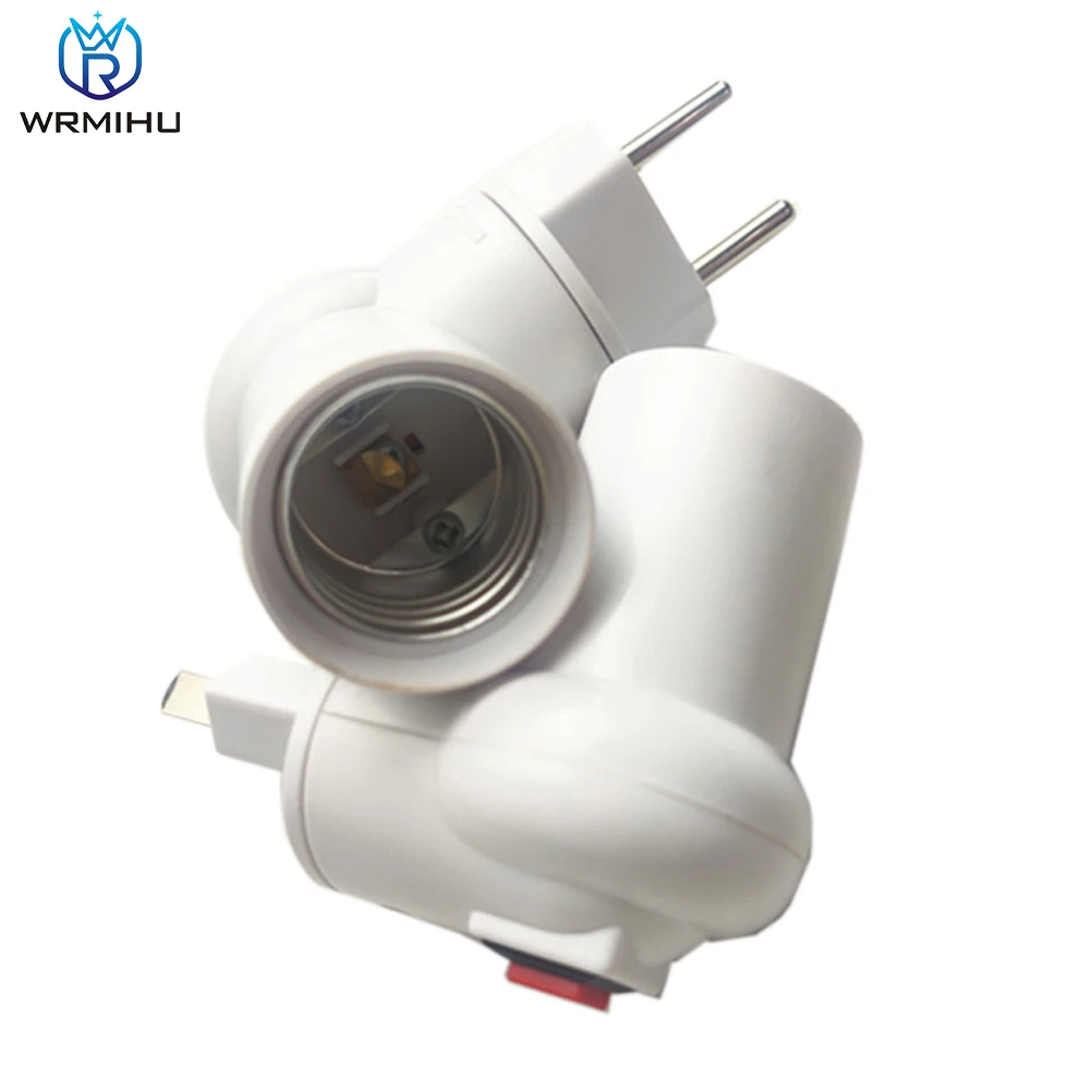 2A 100-250V/AC White E27 Conversion Lamp Holder 360 Degree EU Socket Suitable For Energy-Saving Lights