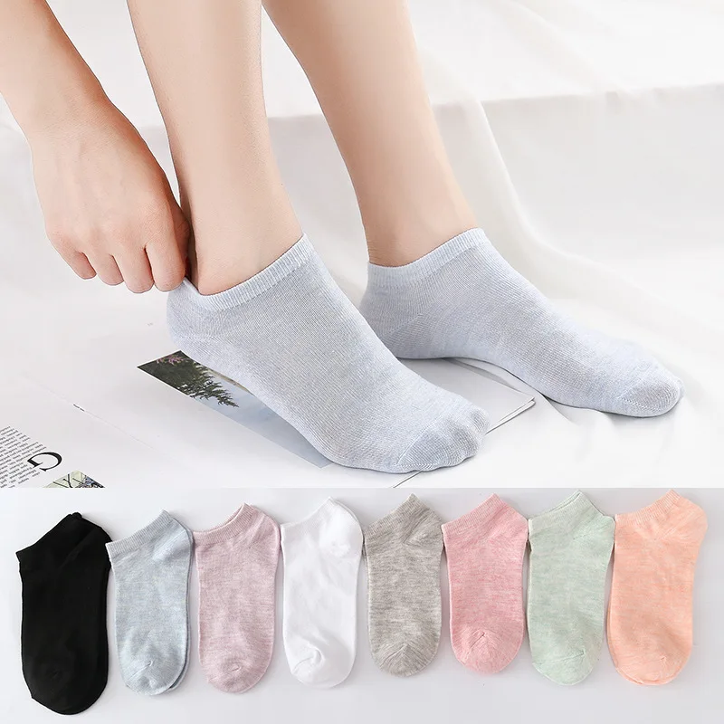 10 Pieces = 5 Pairs Women Female Girls Invisible Soft Sock Slippers Casual Fashion Summer Shallow Mouth Cotton Short Ankle Socks