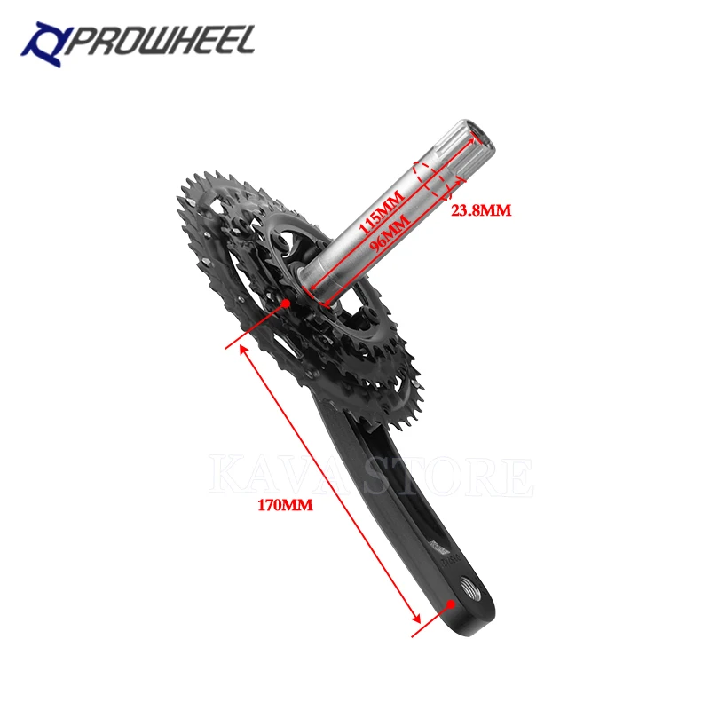 Prowheel MTB Crankset 6 7 8 9 10 11 Speed Mountain Bike Sprocket 170mm Crank Single/Two/Three Chainring Crankit Bicycle Parts