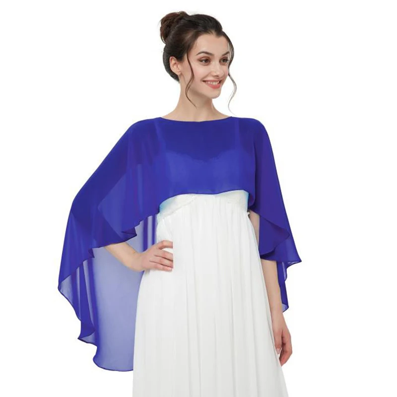 Ladies Fashion Chiffon Shawl Bat Sleeve Summer Sunscreen Shirt Cool All-match Evening Dress Elegant Temperament Wedding Shawl