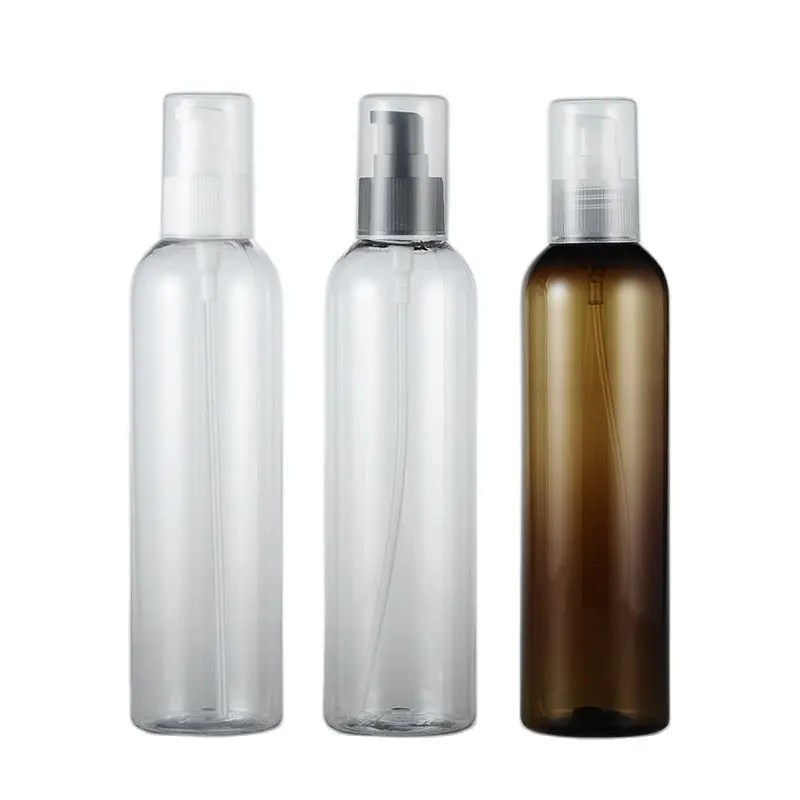 250ML X 25 Empty Lotion Cream Pump Plastic Bottle White Clear Brown PET Cosmetic Packaging Container Treatment Pump Dispenser