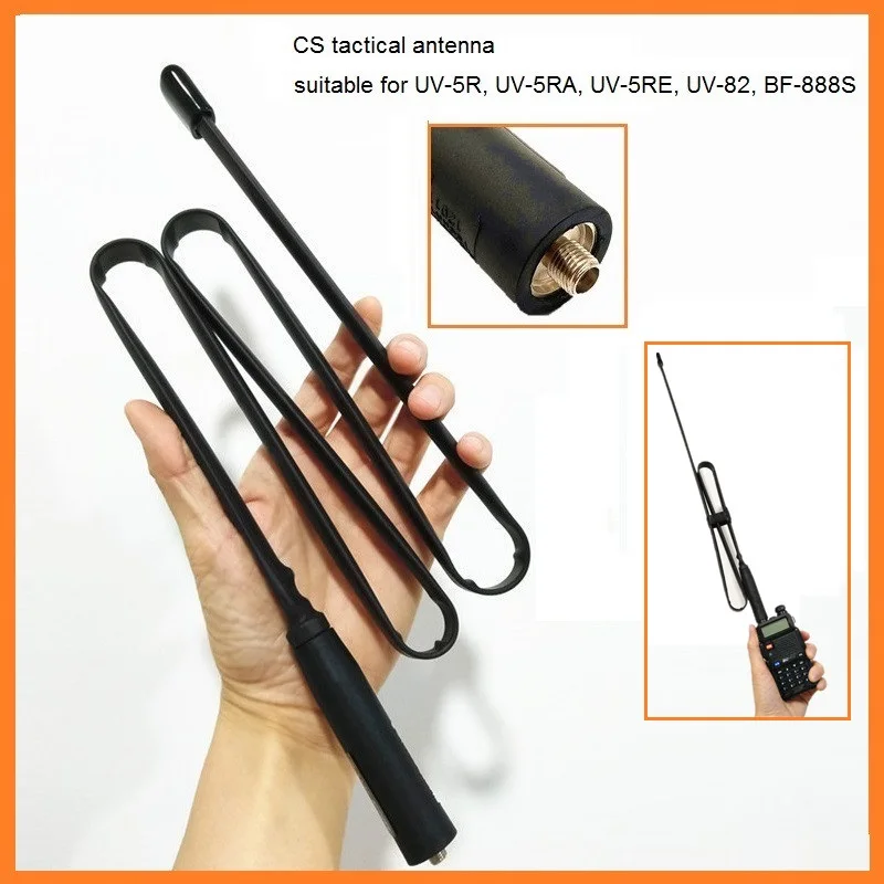 CS Tactical Antenna For Walkie Talkie Baofeng UV-5R UV-82 SMA-Female Connector VHF UHF 144/430Mh Foldable Ham CB Radio