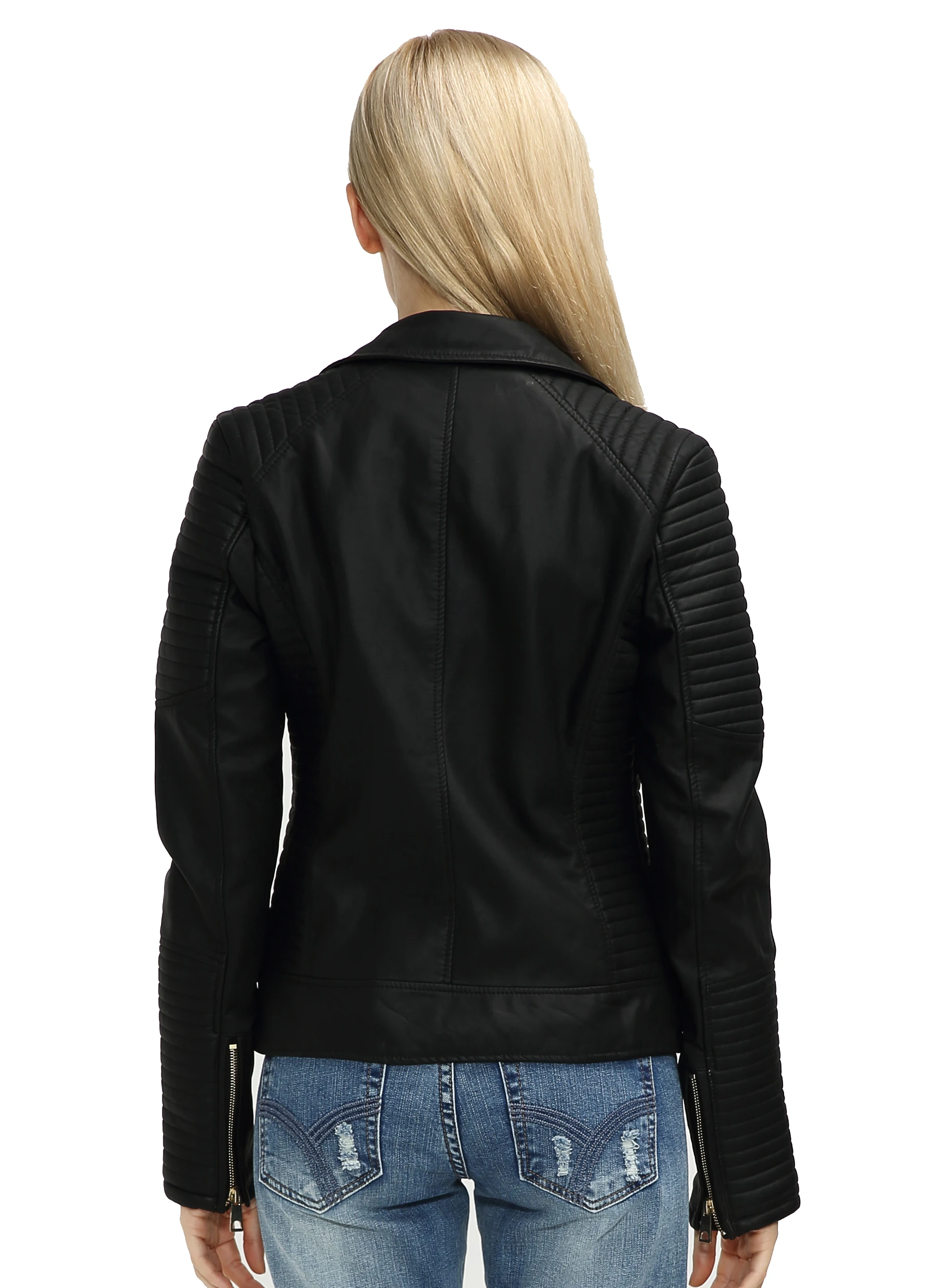 Imagem -03 - Giolshon Primavera Outono Mulheres Jaqueta de Couro Falso Senhoras Sólido Zíper Biker Cabolsa Feminino Casual Outwear