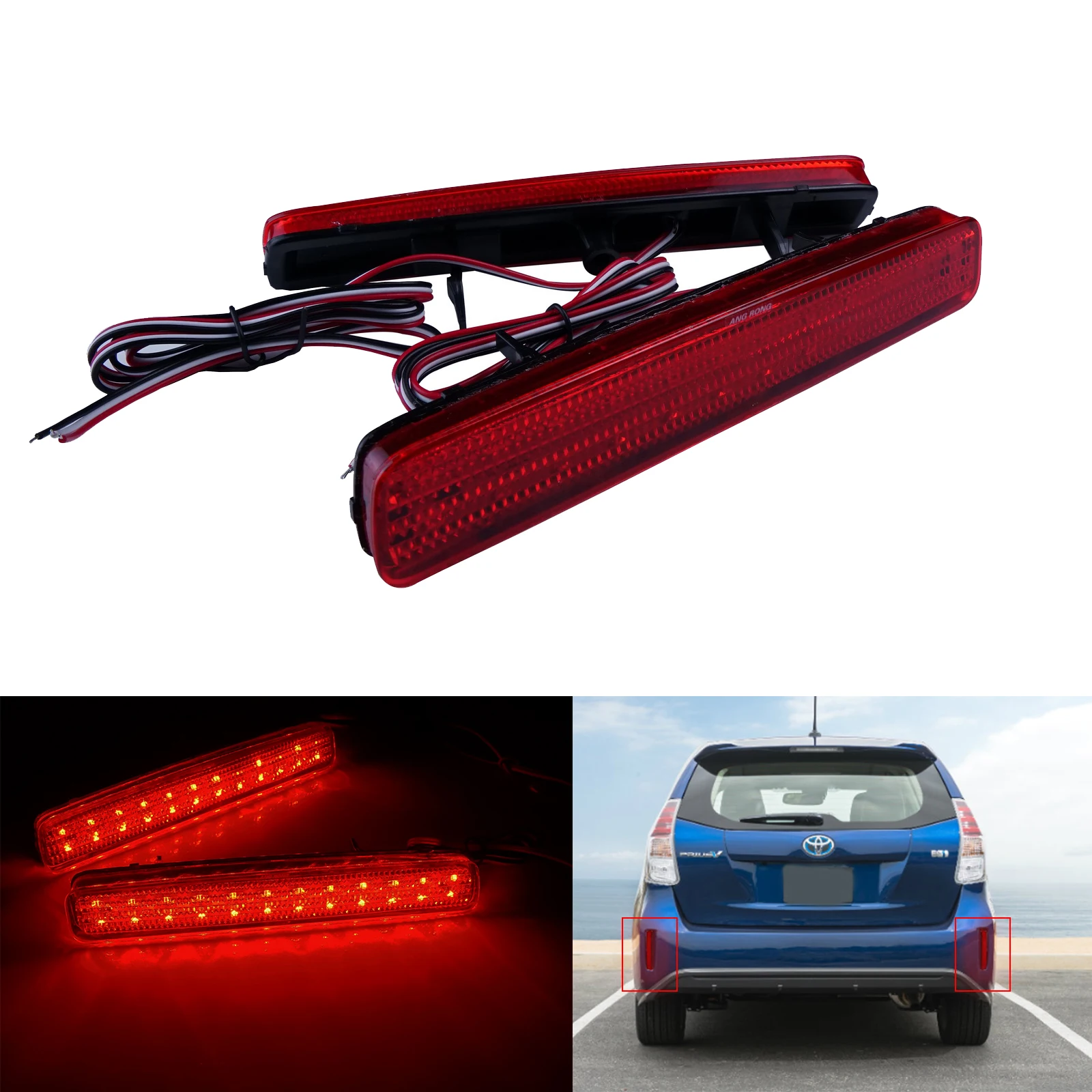 Coppia paraurti posteriore riflettore LED rosso Stop Light lampada per Toyota Prius V 2012-2017 Scion tC 2014-2016