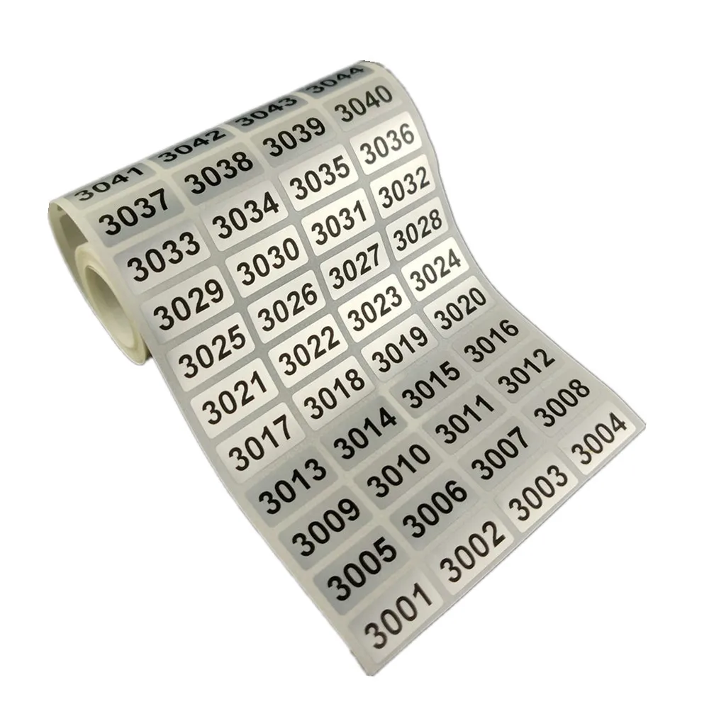 1000 PCS/ Roll Consecutive Number Inventory Labels Stickers From 001 to 10000 For Choose